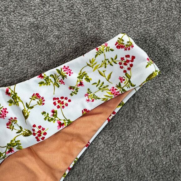 J.Crew Curved-Waist Cheeky Bikini Bottom Cloud Meadow Floral Swim Medium BF140 - Picture 2 of 8